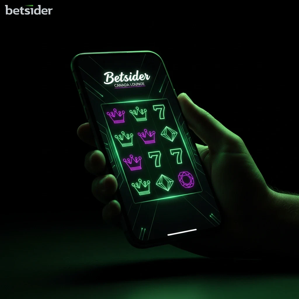 A smartphone screen showing a colourful slot game from the Betsider casino app