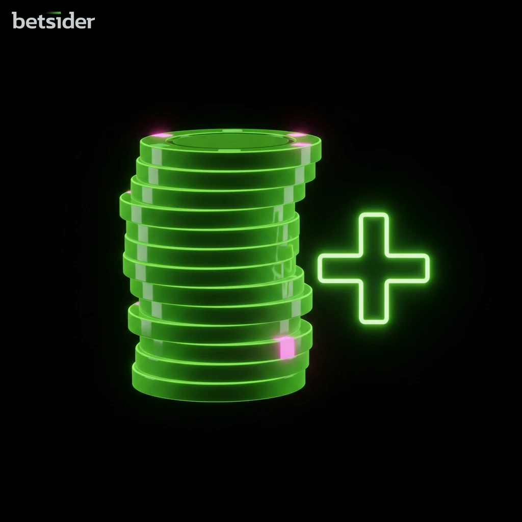 A glowing plus icon beside a stack of casino chips representing Betsider weekly and weekend reload bonuses.