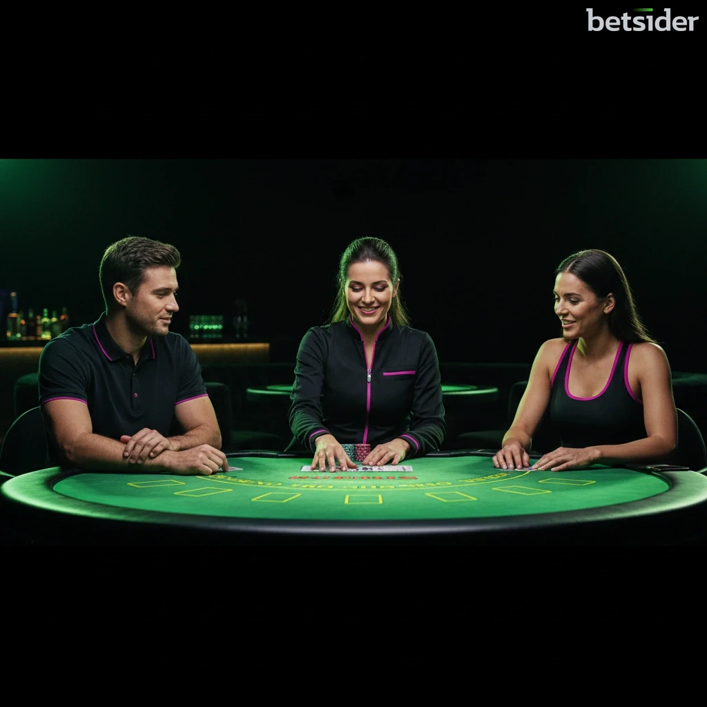 An elegant live baccarat table with cards laid out for the Player and Banker hands.