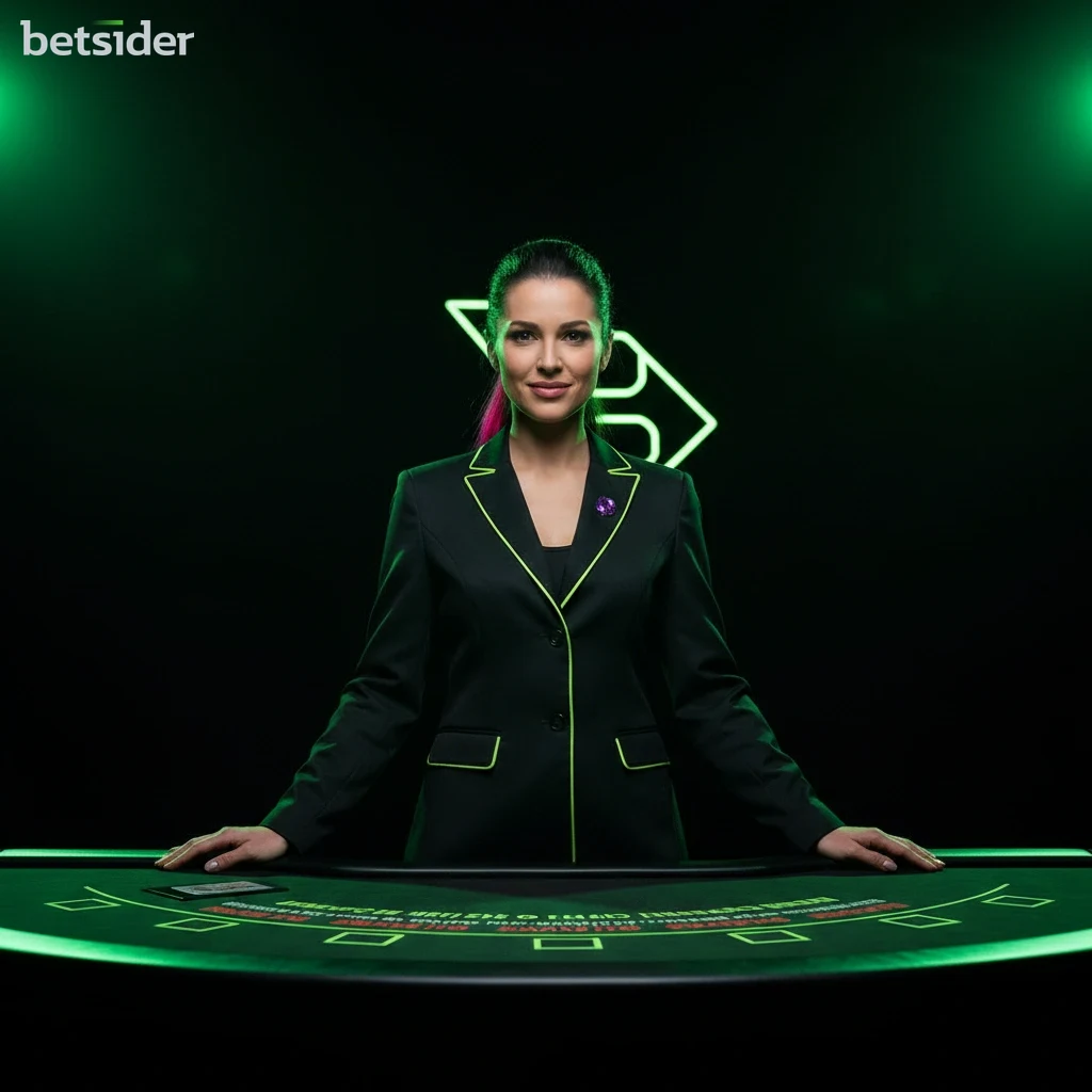 A live dealer dealing cards at a Betsider live casino blackjack table