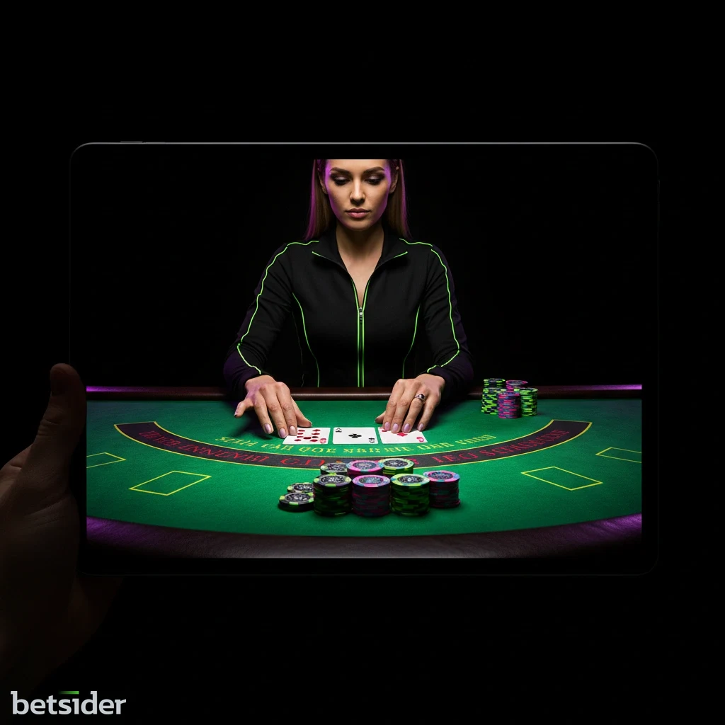 A player watching a vibrant live game show on their mobile phone.