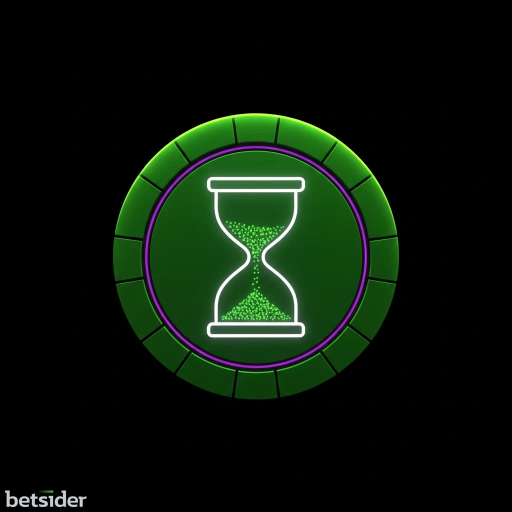 Casino chip and hourglass showing a no-deposit bonus expiry limit