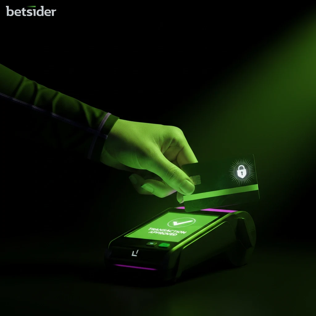 Betsider payment methods shown as a card inserted into a secure terminal