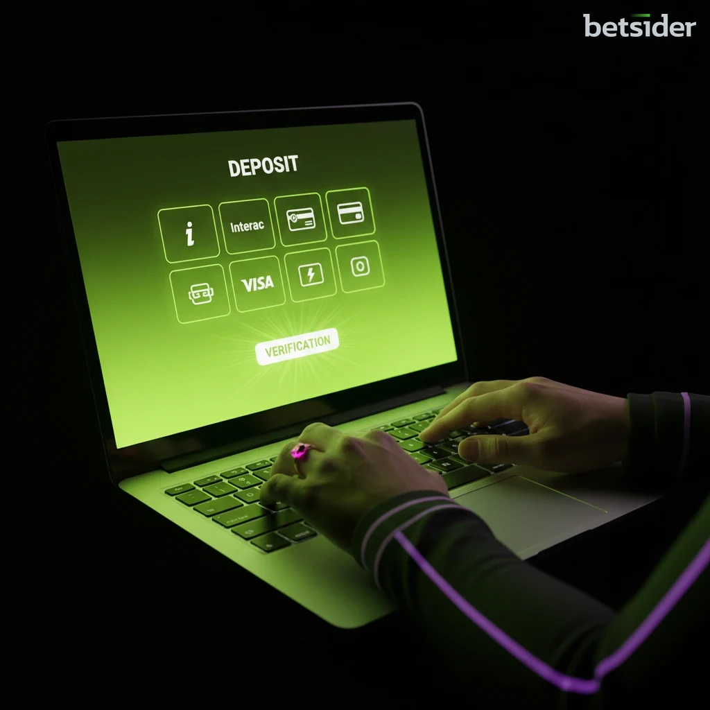 A user making a secure online deposit at Betsider Casino on their laptop.