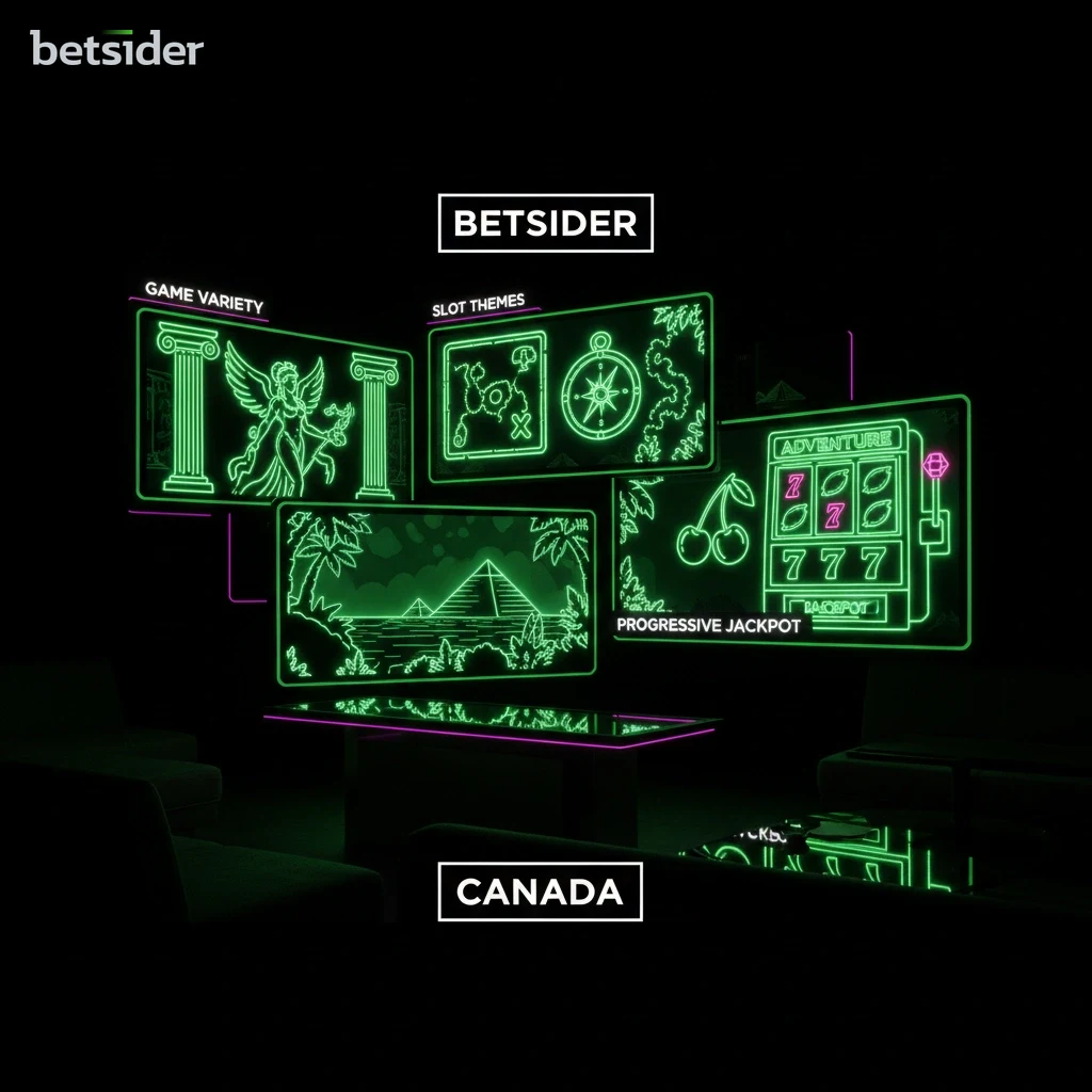 Colourful online slot reels and bonus symbols from the Betsider Casino slots collection.